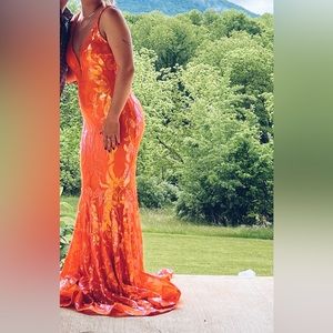 Jovani orange prom dress